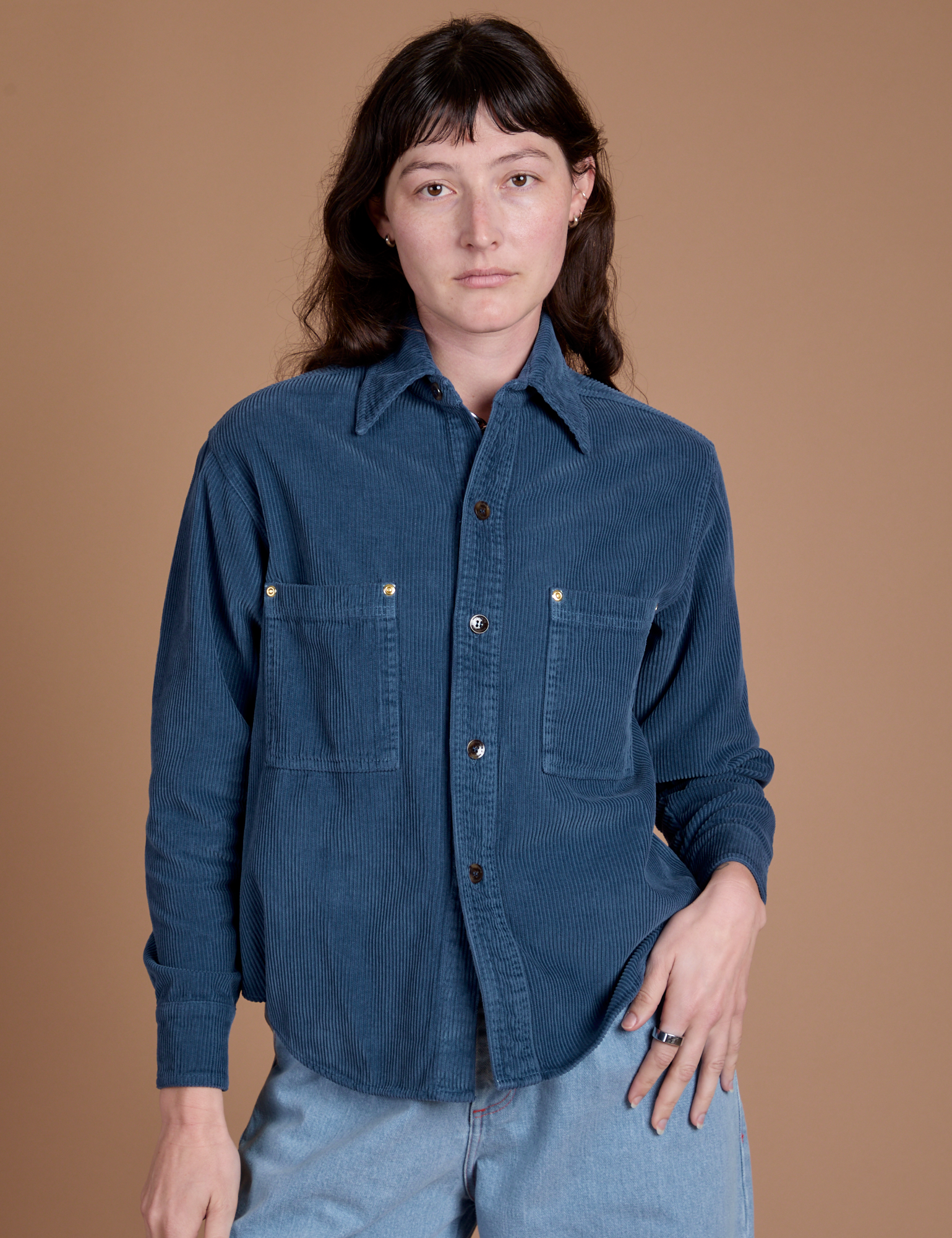 Cropped Corduroy Overshirt - French Blue