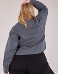 Cropped Overshirt in Slate Grey back view on Juliet