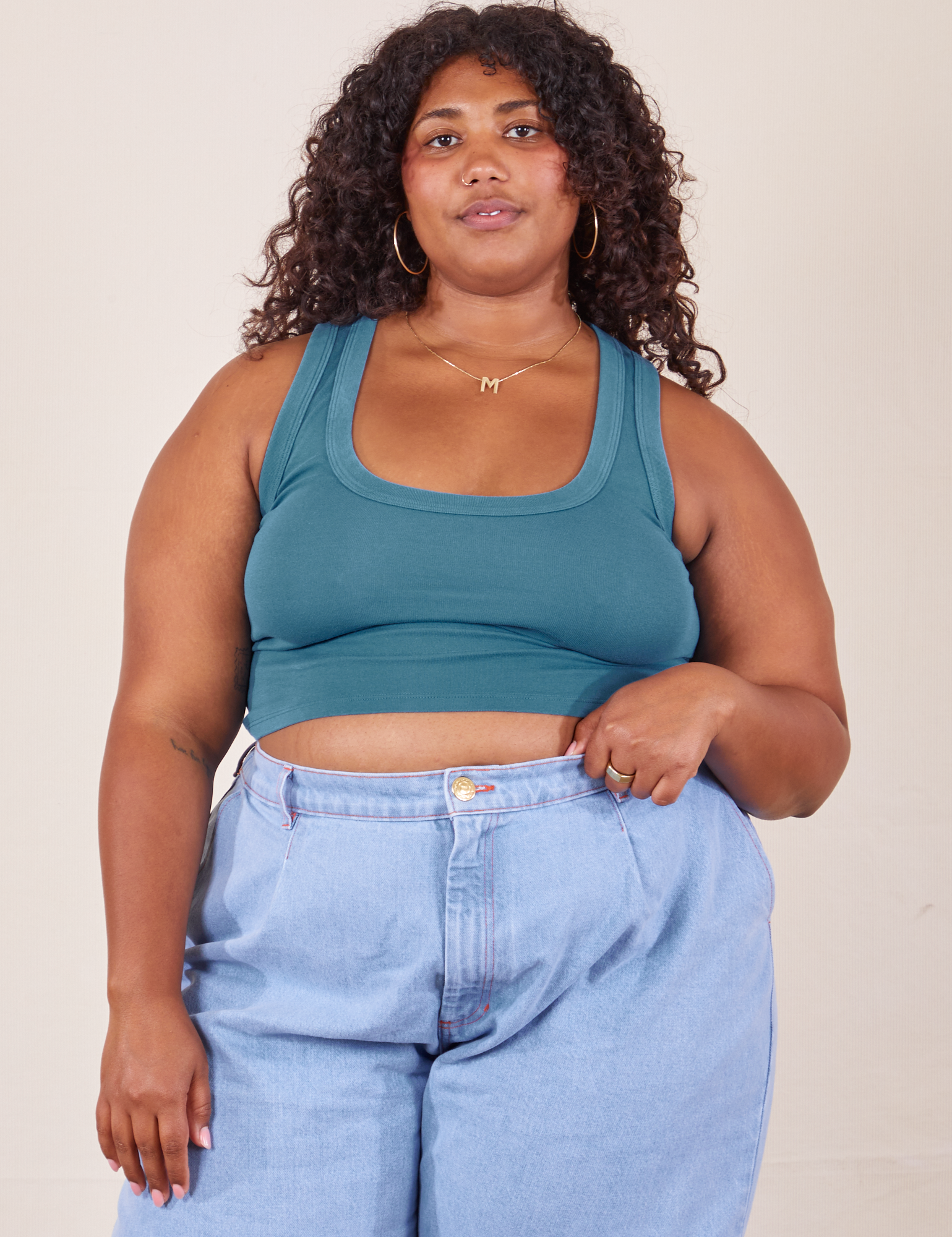 Blue crop tank top best sale