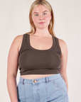 Lish is 5'8" and wearing S Cropped Tank Top in Espresso Brown