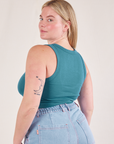 Cropped Tank Top in Marine Blue angled back view on Lish