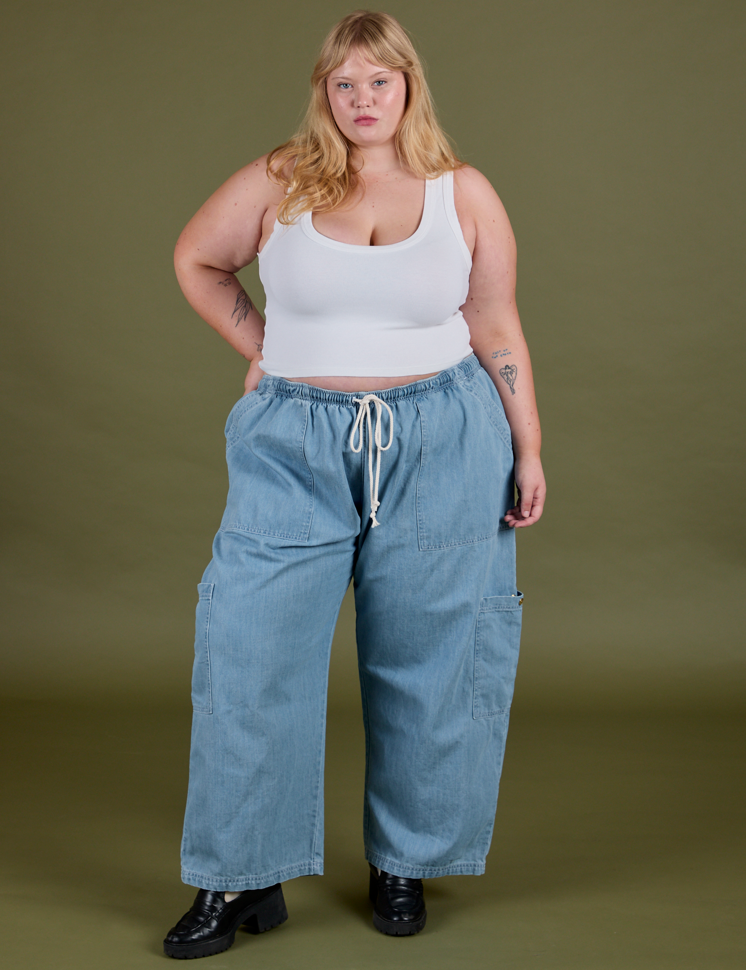 TRY-A-STYLE - Denim Drop Pocket Pants - Light Wash *FINAL SALE*