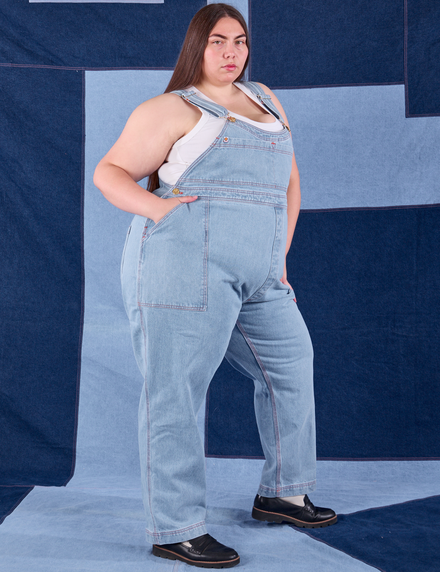 Indigo Denim Original Overalls in Light Wash side view on Marielena