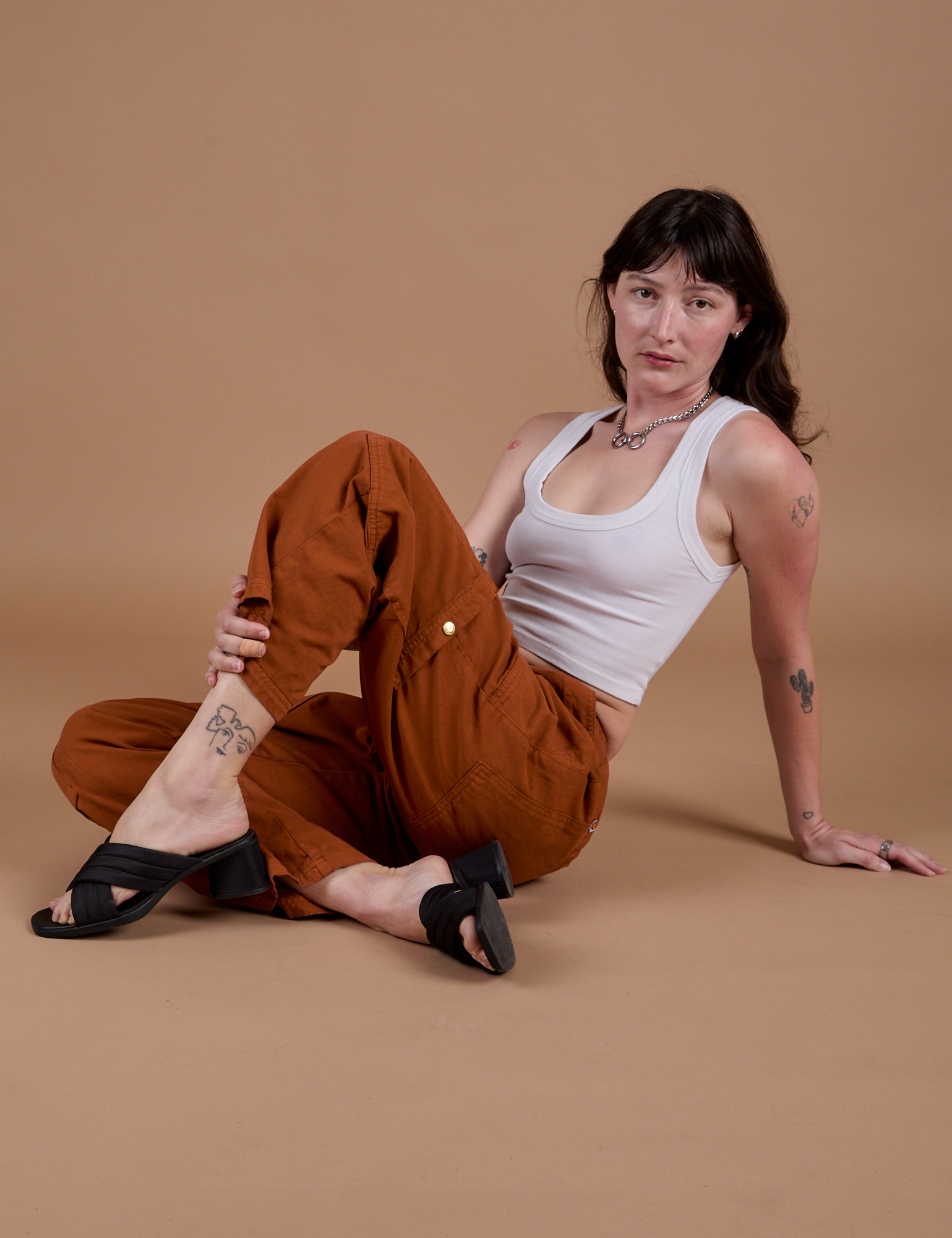 Drop Pocket Cargo Pants - Burnt Terracotta