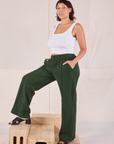 Easy Western Pants in Swamp Green angled front view on Tiara