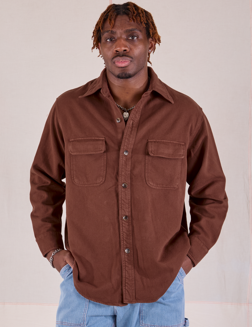 Heart Flannel Overshirt Brown