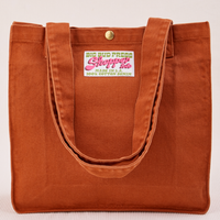 Shopper Tote Bag in Paprika with straps hanging down front of bag