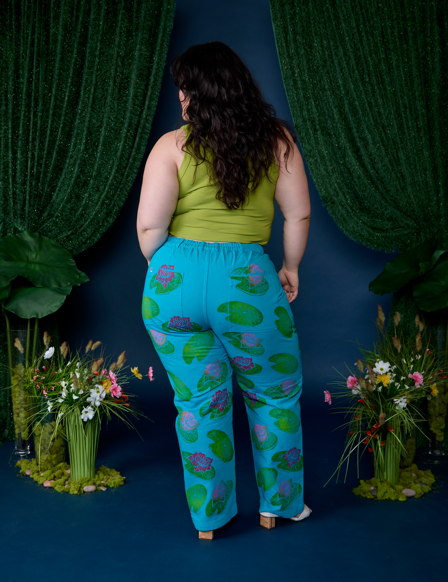 Paintstamped Work Pants - Lilypad