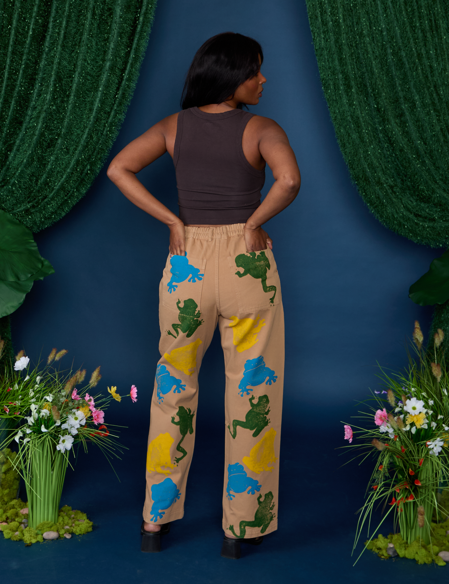 Paintstamped Work Pants - Froggy