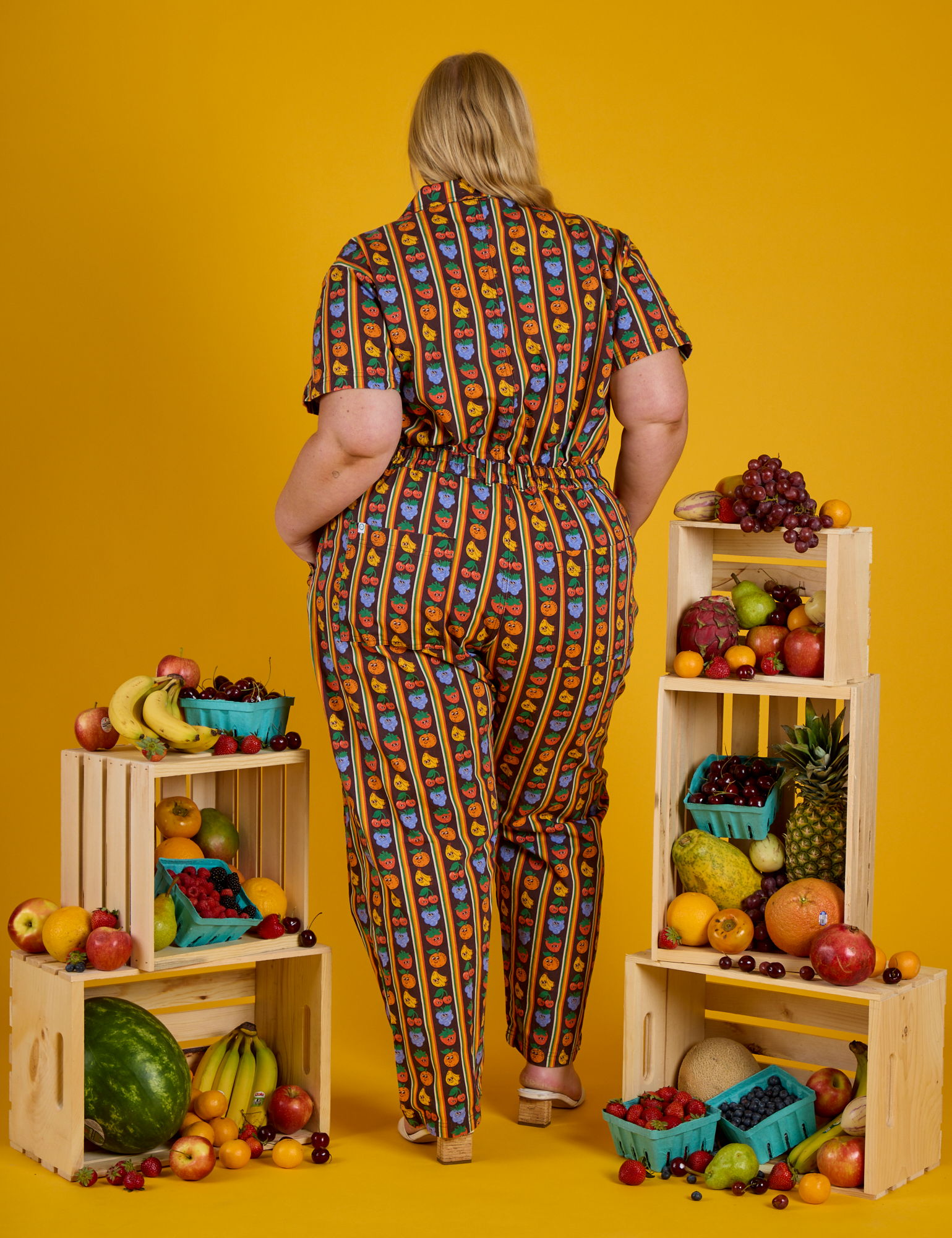 Short Sleeve Jumpsuit - Fruit Fantasy