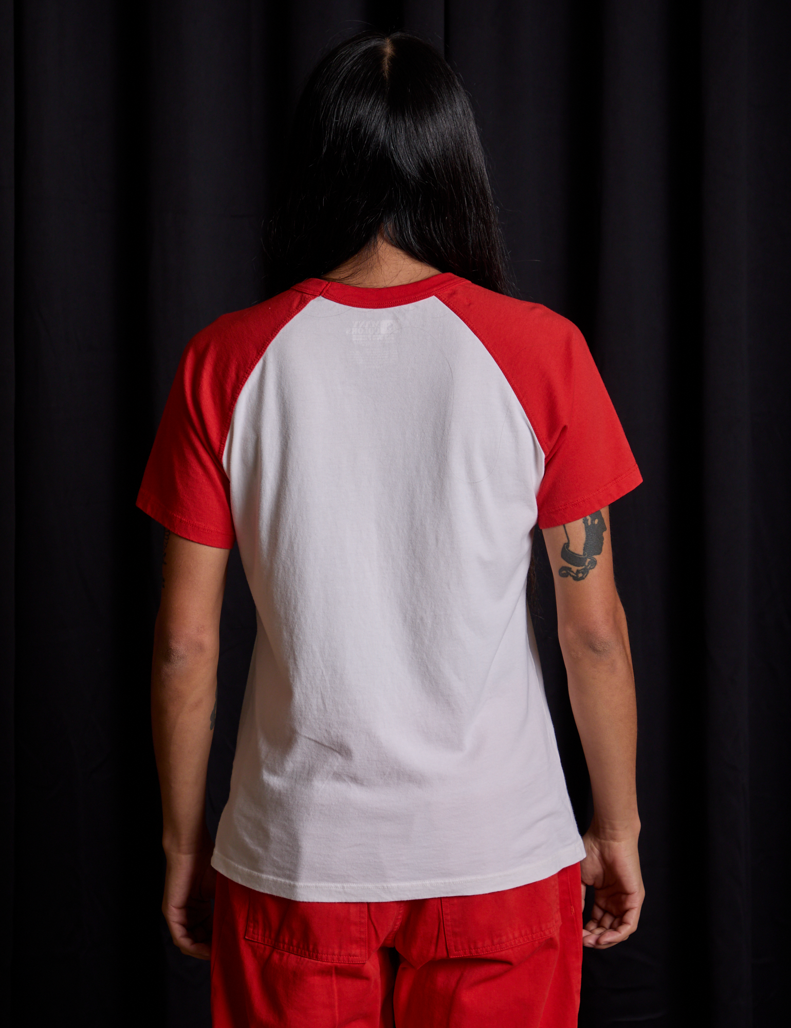 Short Sleeve Raglan Tee in Gates of Hell back view on Anthony
