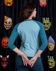 Raglan Tee in Haunted BBP back view on Alex
