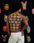 Cropped Tank Top in Halloween Masks back view on Jerrod
