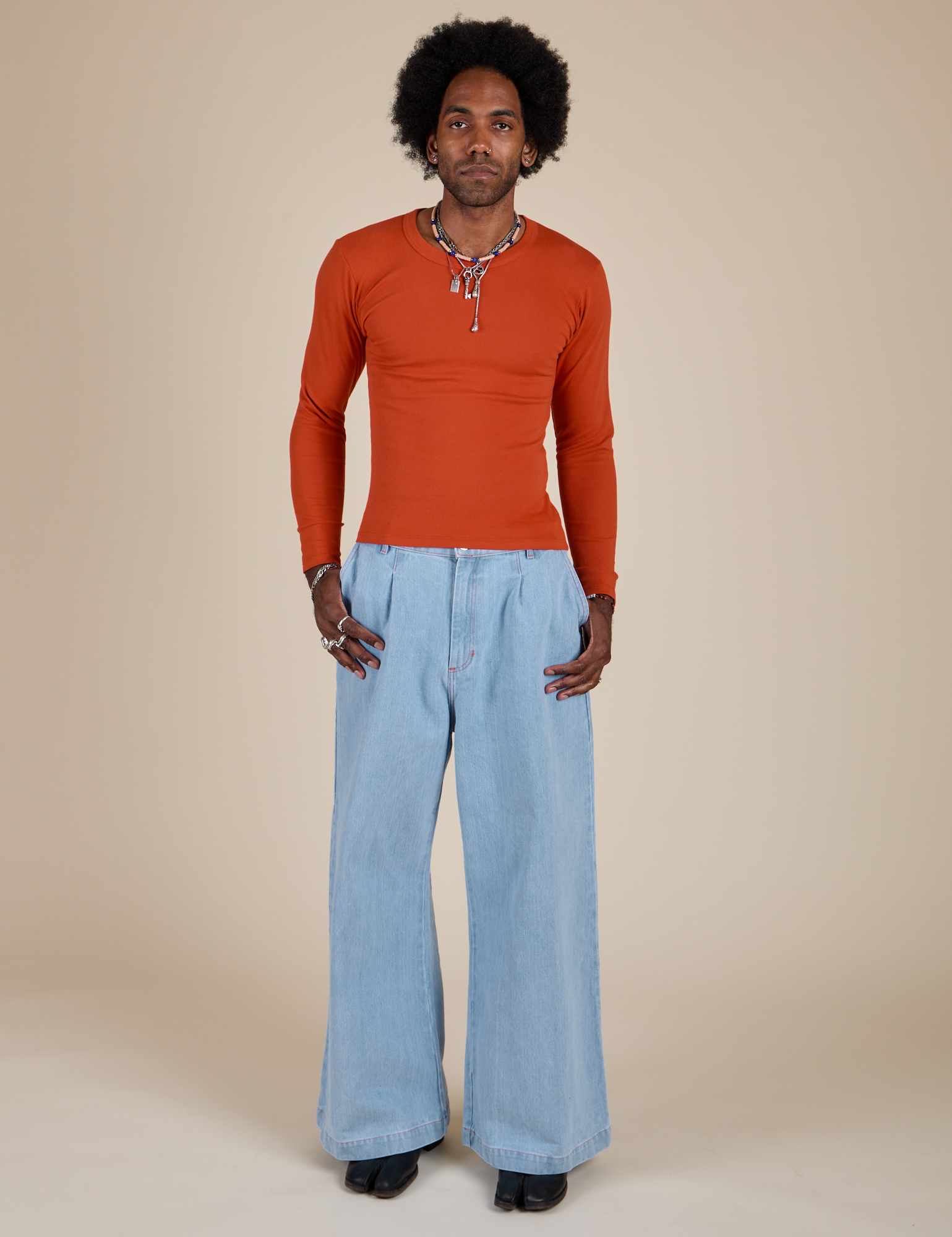 Long Sleeve Baby Tee - Chili Red