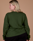 Long Sleeve Burly Tee in Evergreen back view on Lish
