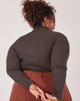 Back view of Essential Turtleneck in Espresso Brown on Morgan