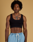 Contrast Stitch Mini Tank - Basic Black