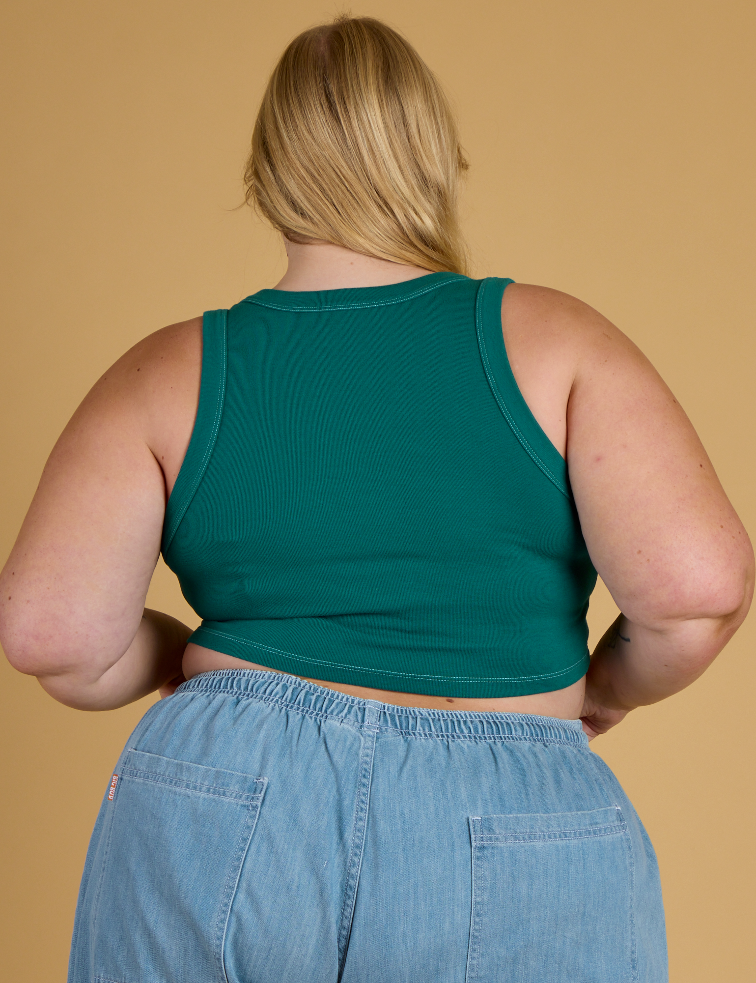 Contrast Stitch Mini Tank - Hunter Green