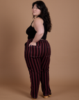 Black Stripe Work Pants - Red Wine