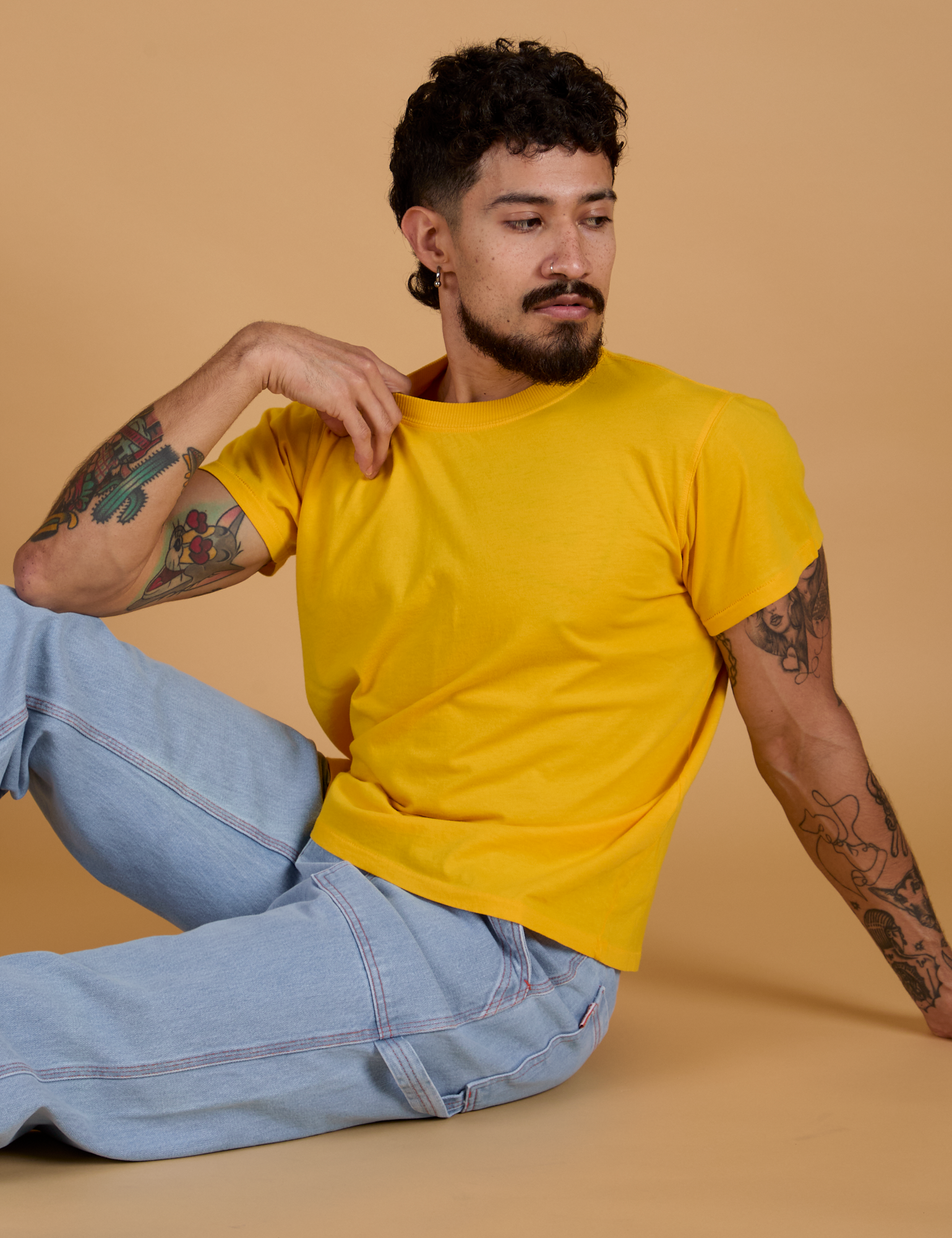 Organic Vintage Tee in Sunshine Yellow on Jesse