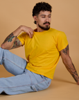 Organic Vintage Tee in Sunshine Yellow on Jesse