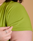 Organic Vintage Tee in Gross Green sleeve close up