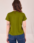 Organic Vintage Tee in Summer Olive back view on Alex