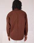 Twill Overshirt in Fudgesicle Brown back view on Jerrod