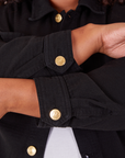 Field Coat in Basic Black sleeve cuff close up