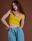 Icon Cropped Tank - Yellow Hibiscus