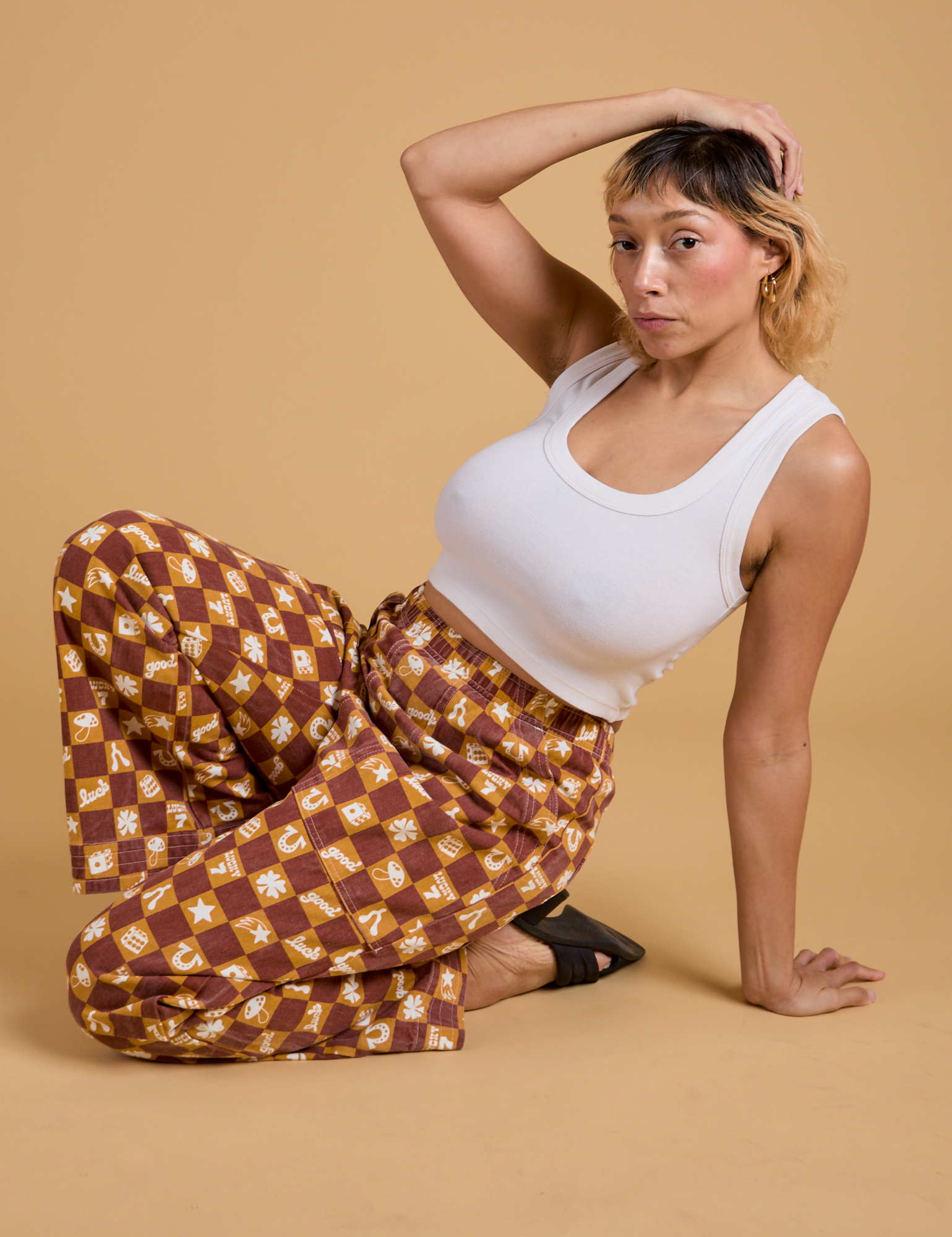 Printed Action Pants - Lucky (Orange)