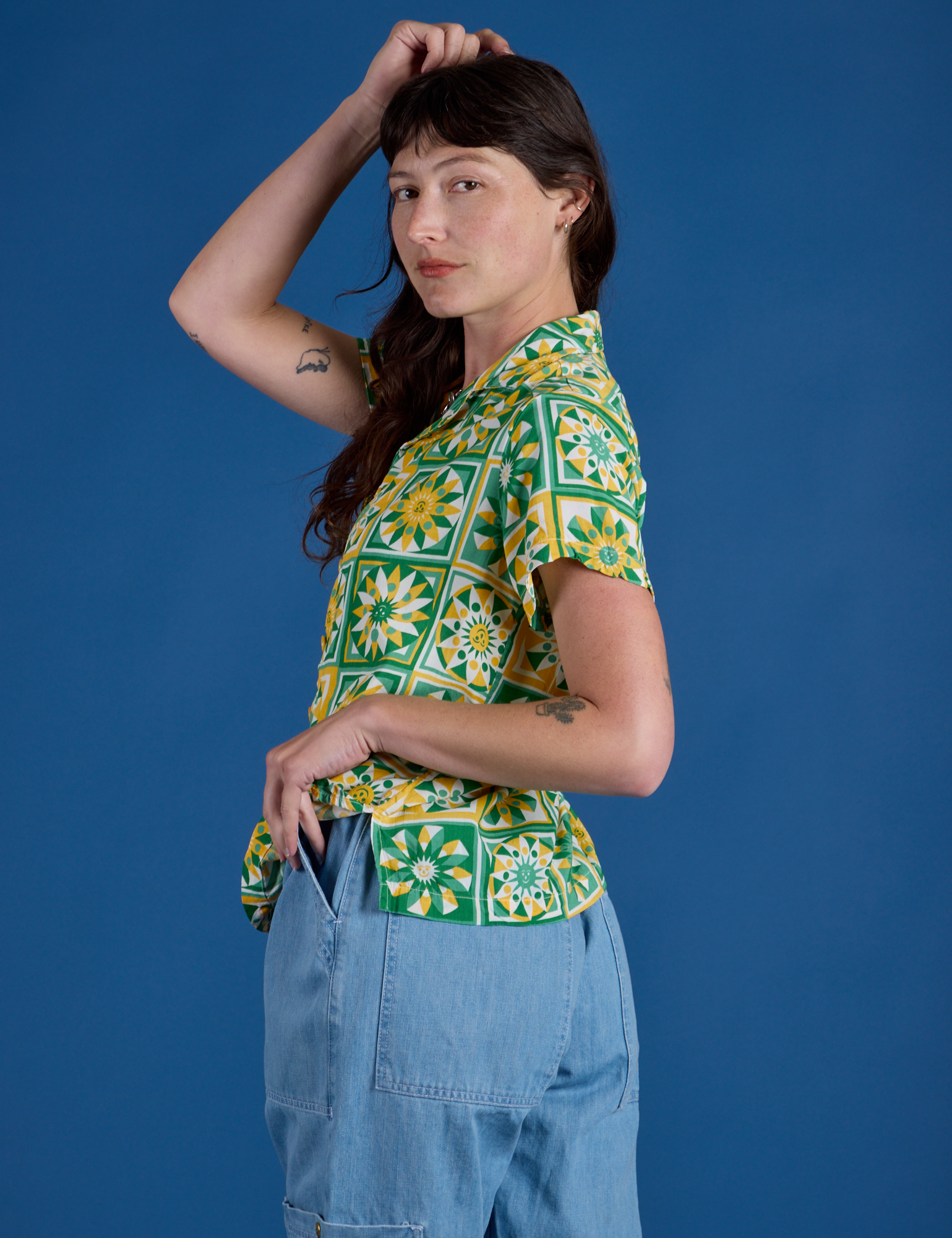 Spring Quilt Print Pantry Button-Up
