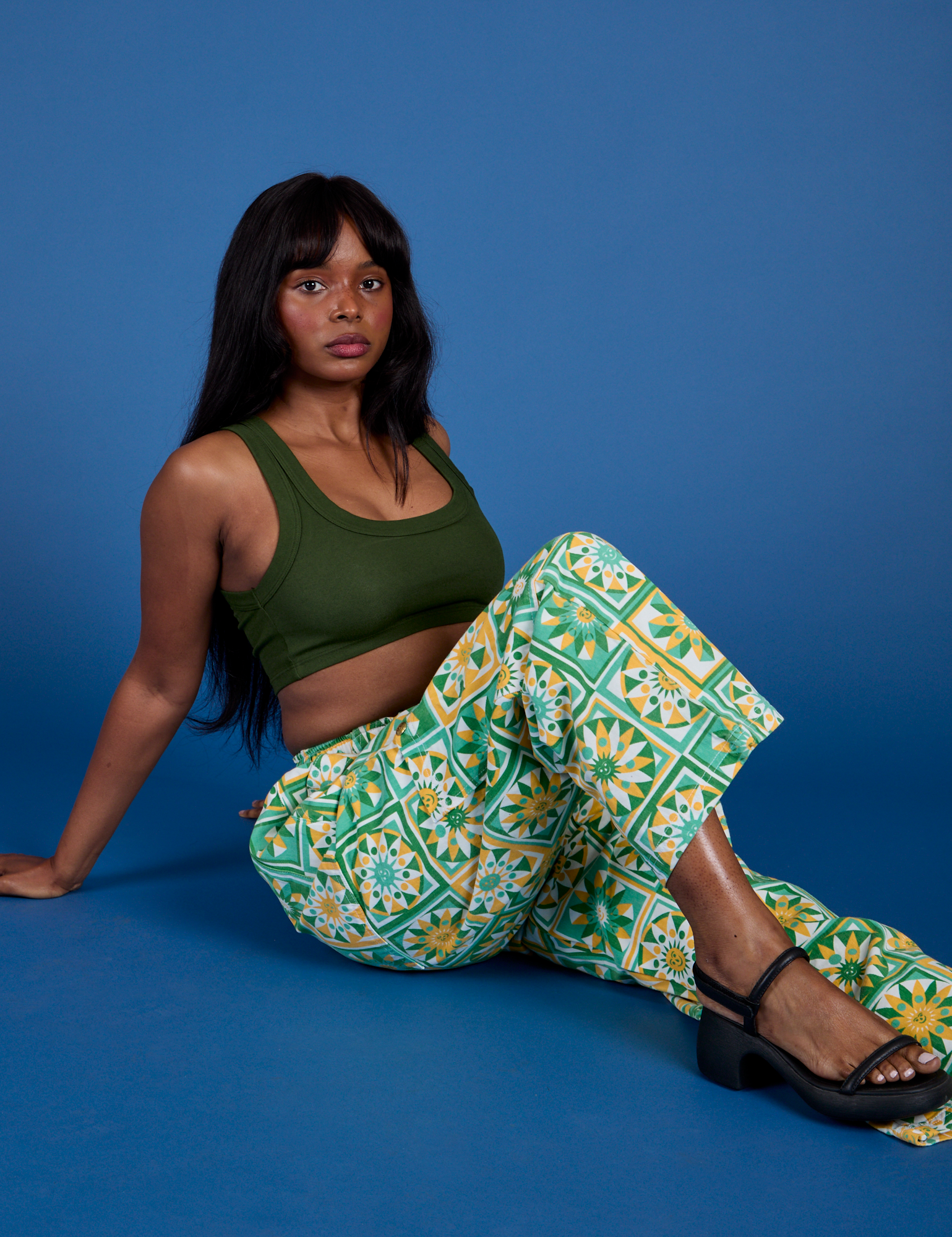 Drop Pocket Cargo Pants - Spring Quilt Print