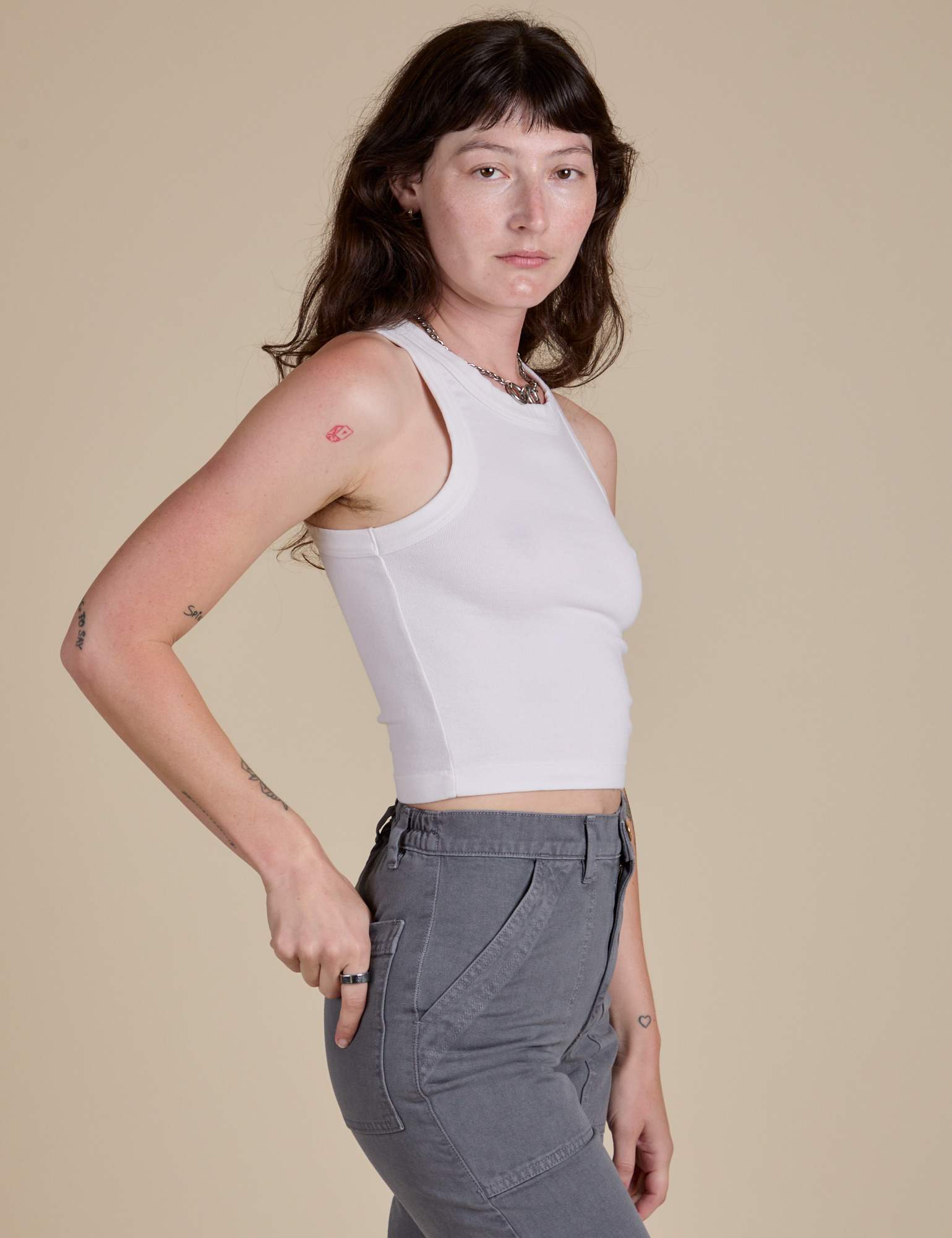 Racerback Tank - Vintage Tee White