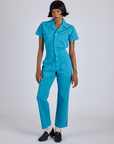 Short Sleeve Jumpsuit - Hawaiian Blue