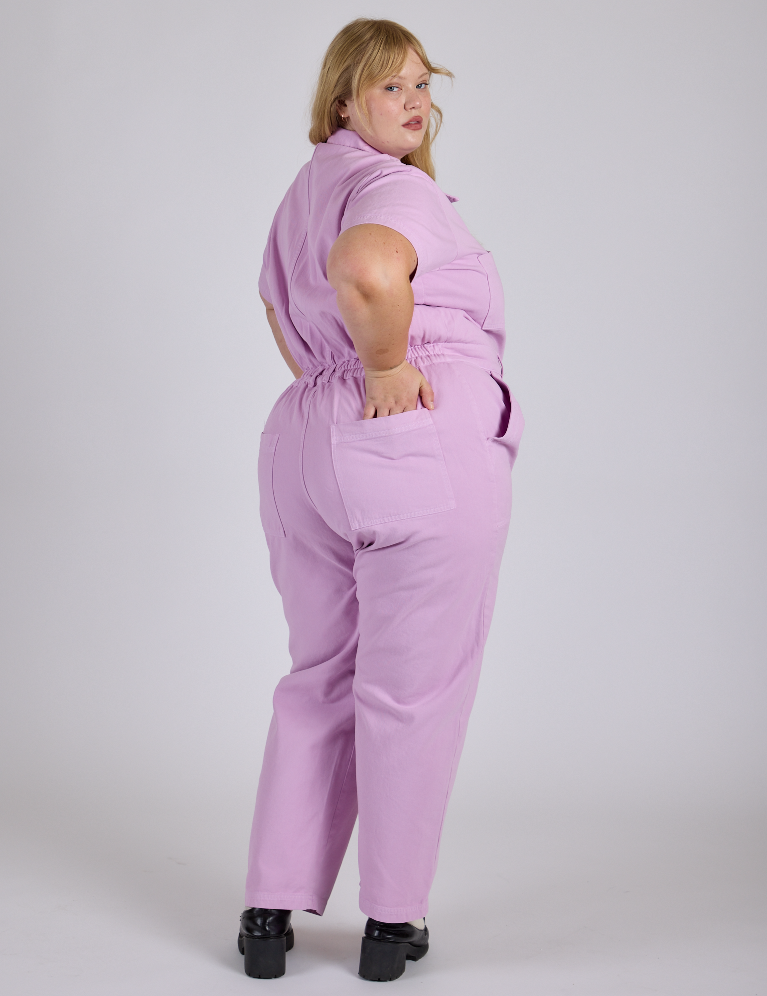 Short Sleeve Jumpsuit - Lilac Purple
