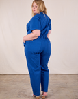 Short Sleeve Jumpsuit in Royal Blue back view on Juliet