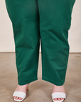 Pant leg close up of Short Sleeve Jumpsuit in Hunter Green worn by Marielena