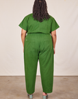 Back view of Short Sleeve Jumpsuit in Lawn Green worn by Alicia
