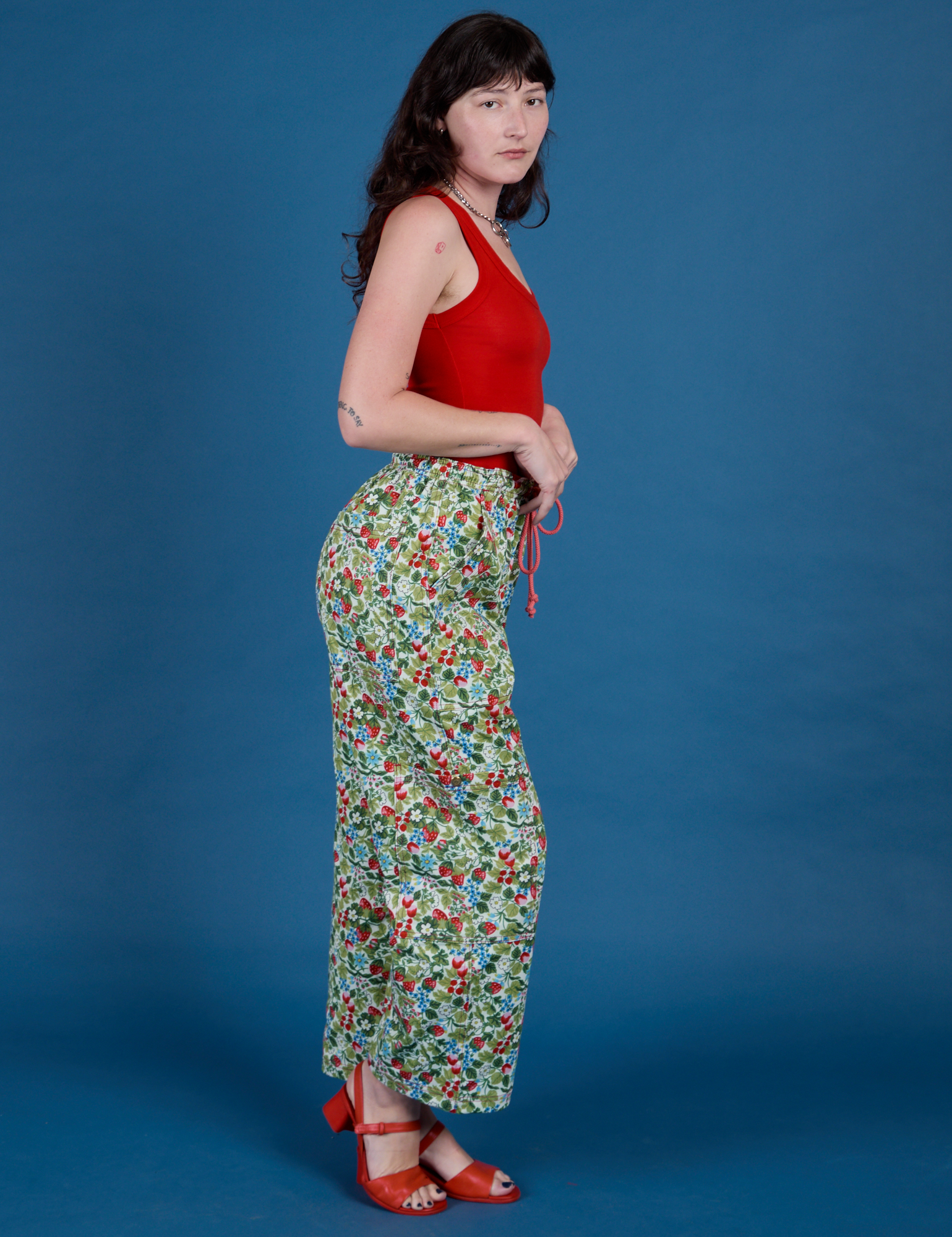 **PRE-ORDER - Ships 6-10 Weeks**  Strawberry Blossom Drop Pocket Cargo Pants