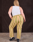 Back view of Stripe Work Pants in Vintage Sofa and Cropped Tank in vintage tee off-white on Juliet