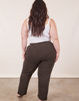 Back view of Cropped Rolled Cuff Sweatpants in Espresso Brown on Ashley