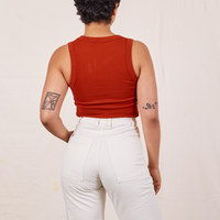 Tank Top in Paprika back view on Mika wearing vintage off-white Western Pants