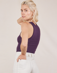 Angled back view of Tank Top in Nebula Purple on Madeline