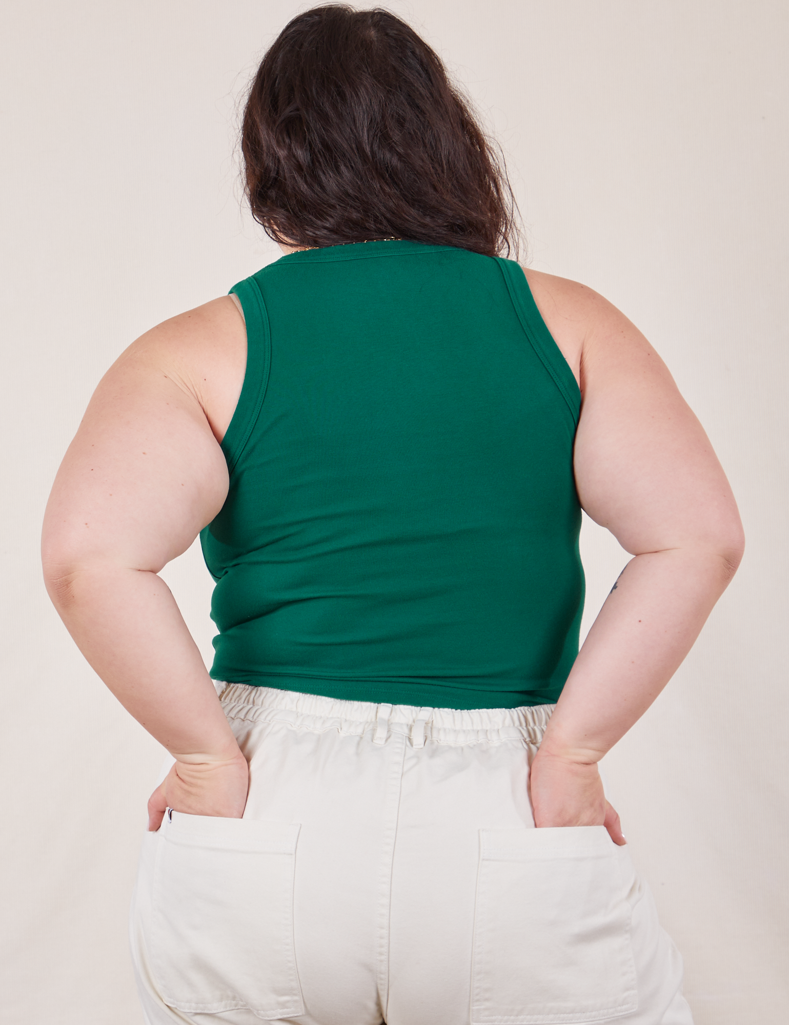 Back view of Tank Top in Hunter Green on Ashley