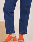 Pant leg close up of Denim Trouser Jeans in Dark Wash worn by Gabi