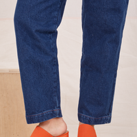 Pant leg close up of Denim Trouser Jeans in Dark Wash worn by Gabi