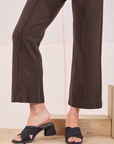 Easy Western Pants in Espresso Brown pant leg close up on Alex