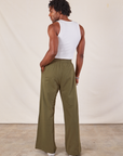 Wide Leg Sweat Pants in Surplus Green back view on Jerrod