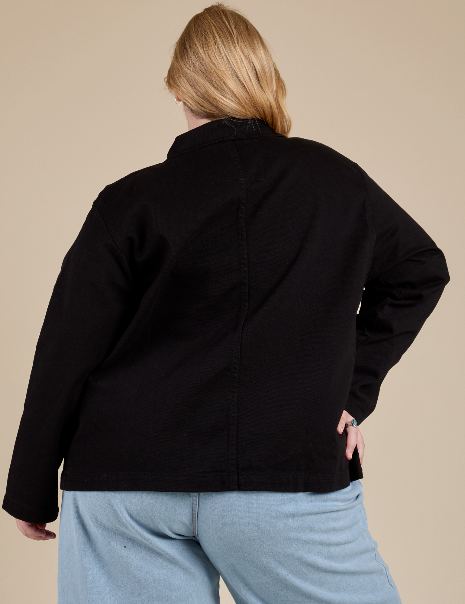 Work Jacket in Basic Black back view on Juliet